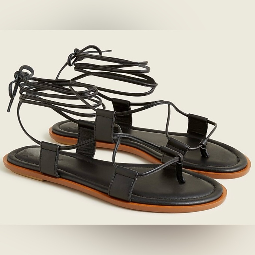 J.Crew Sorrento Gladiator Lace-up Sandals – Black Leather (size 8)